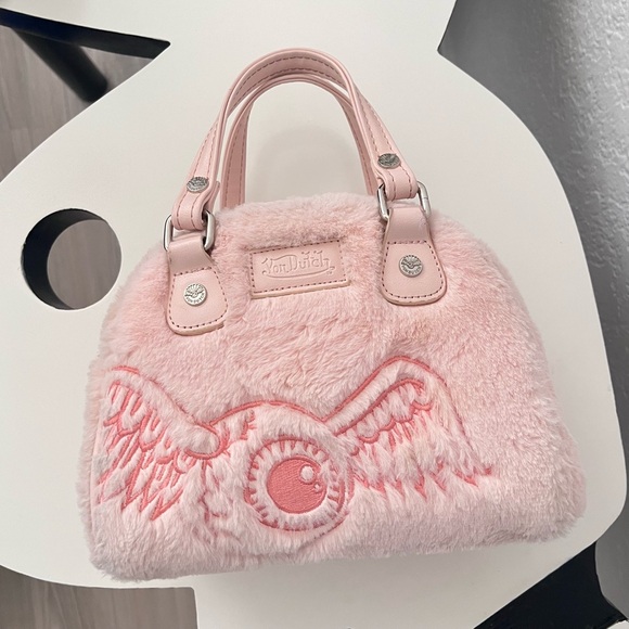 Von Dutch Pink Fur Small Bowling Bag - Picture 4 of 10